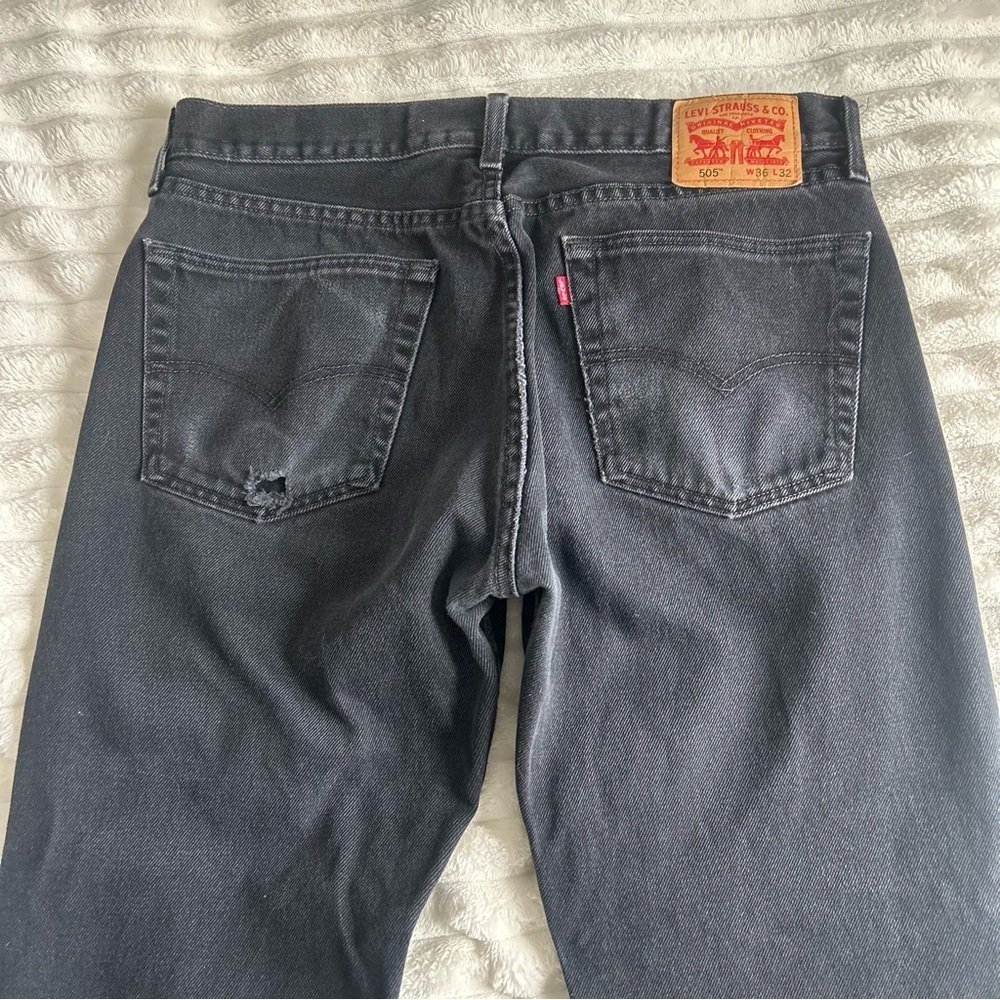 Mens Levi's Black Wash Denim 501 Jeans 36X32